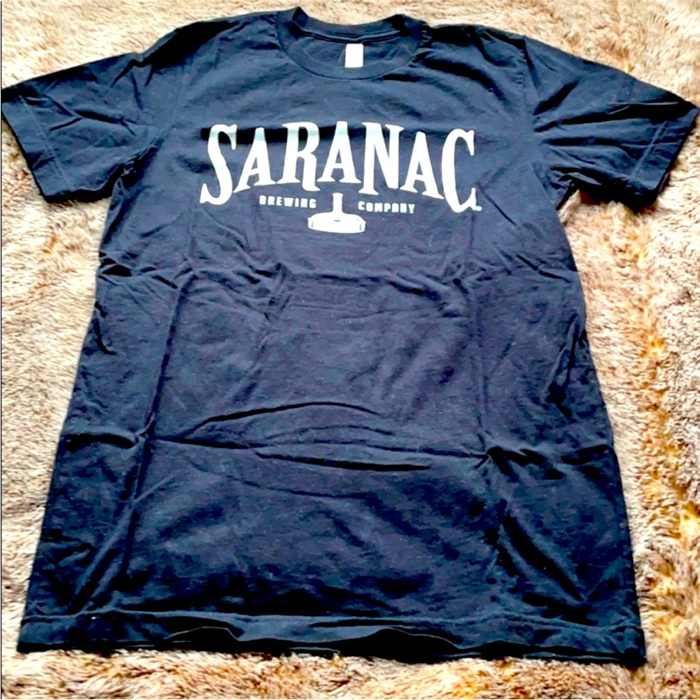 🔥 NEW Saranac Beer brewery teeshirt Upstate NY short sleeve black Canvas